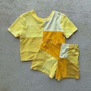 Upcycled Patchwork T-Shirt & Shorts Set